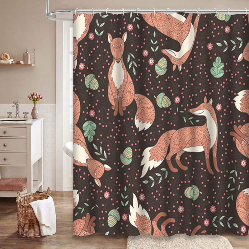 Rideau de douche mignon avec 12 crochets, L 72 po x l 78 po