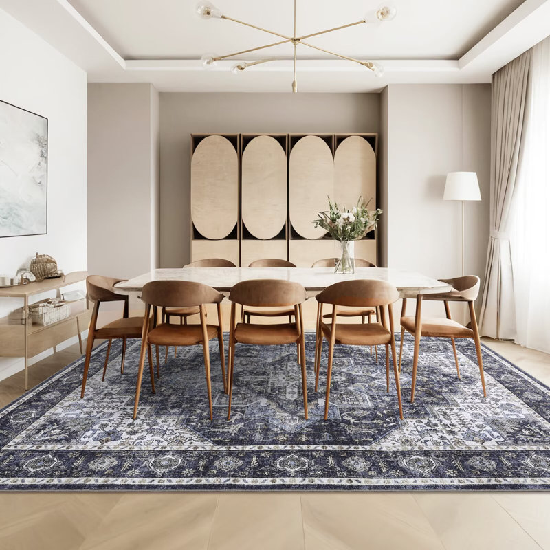 Oriental Machine Washable Area Rugs for Living Room Non-Slip Low Pile Distressed Carpet with Rubber Backing for Bedroom Dining Room Nursey