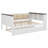 Wood Daybed With Storage Shelves, Upholstered Backrest,USB And Trundle-2070605909