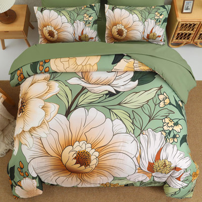 7-Piece Boho Floral Comforter Set, Lightweight All-Season Bedding Set with Sheets, Pillowcases & Shams