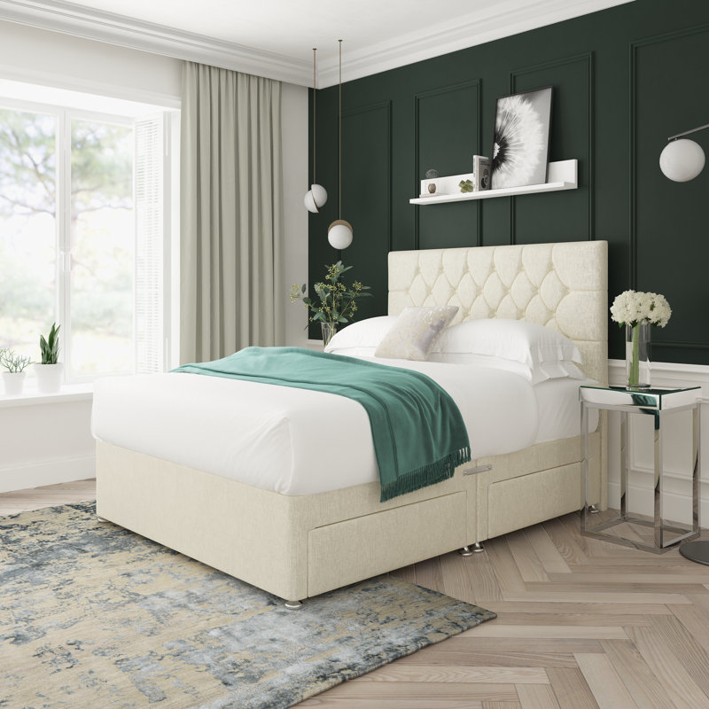 17 Stories Upholstered Divan Bed Base Only , Single (3'), Cream