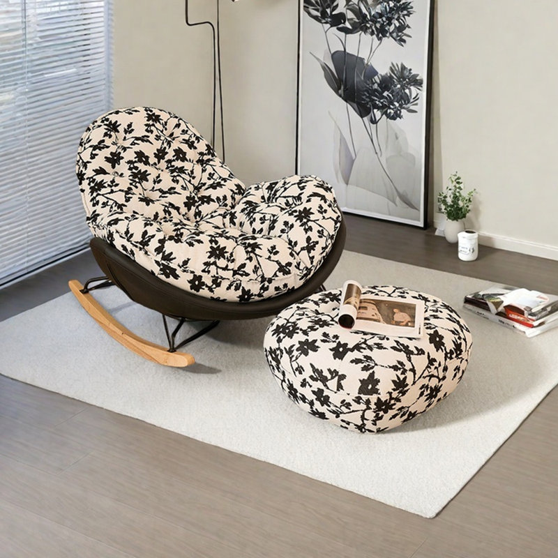 Chaise berçante ergonomique en chenille, Blanc/Noir