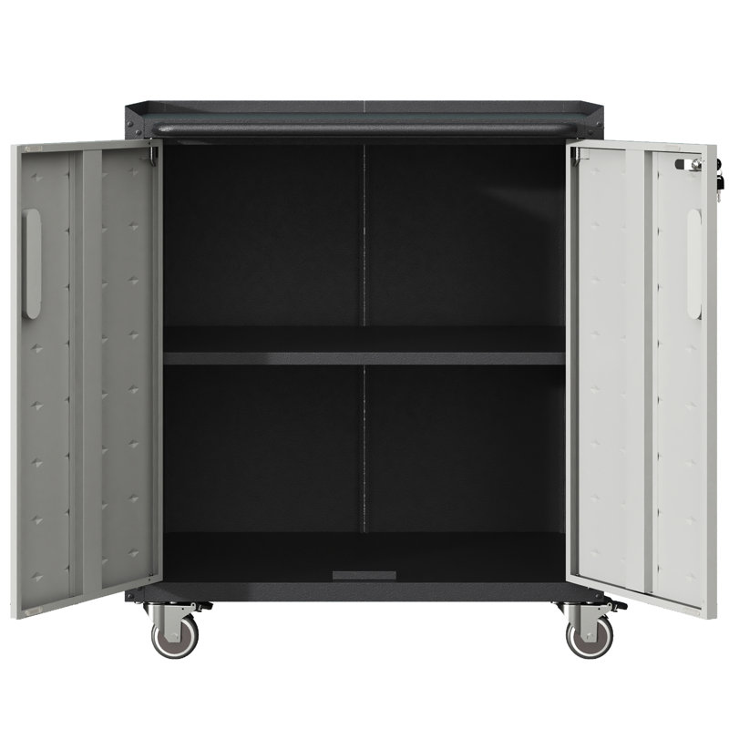 Armoire de rangement en métal avec roues rotatives - pour différents espaces. , Réglable, eau. Noir et gris Rouleau polyvalent l 28,73 po x P 16,4 po H 35,45 po