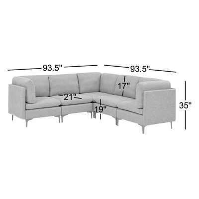 Aruna Upholstered L-Shaped Sectional Symmetrical