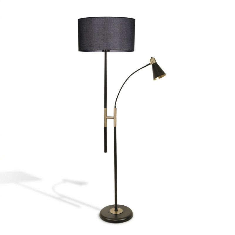 Aura Black Drum Shade Floor Lamp