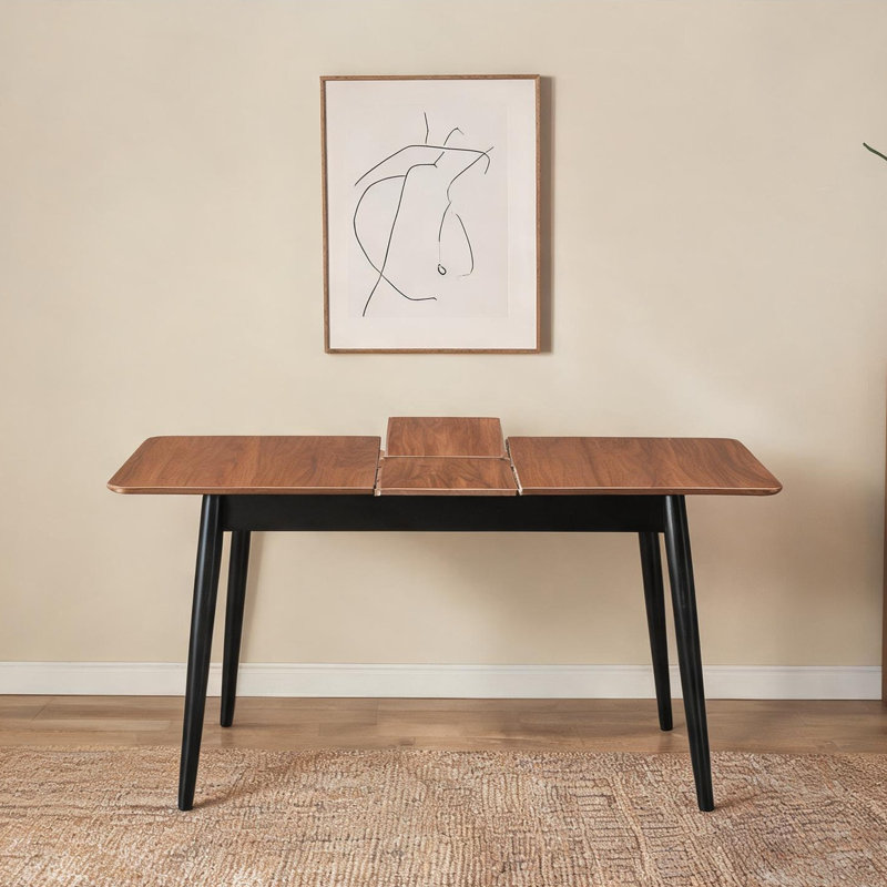 Table de salle à manger extensible rectangulaire avec feuille papillon, finition naturelle claire, pieds tournés, sièges 4 à 10