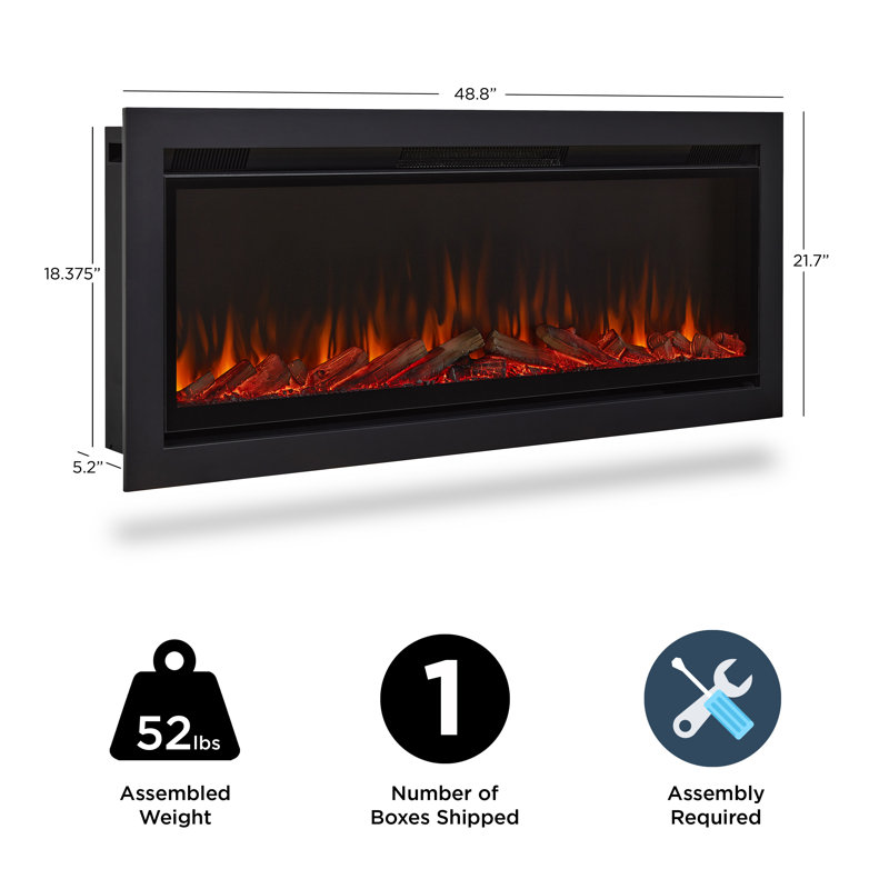 Wall-Mount or Recessed Electric Fireplace by Real Flame, 24.8" H x 65" W x 5.5" D