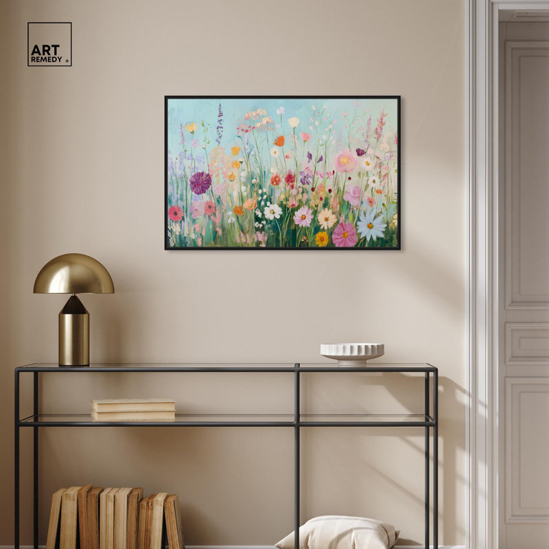Art Remedy Playful Flower Art Canvas, Lush and Lovely I, 21" H x 31" W, Black Floater Framed