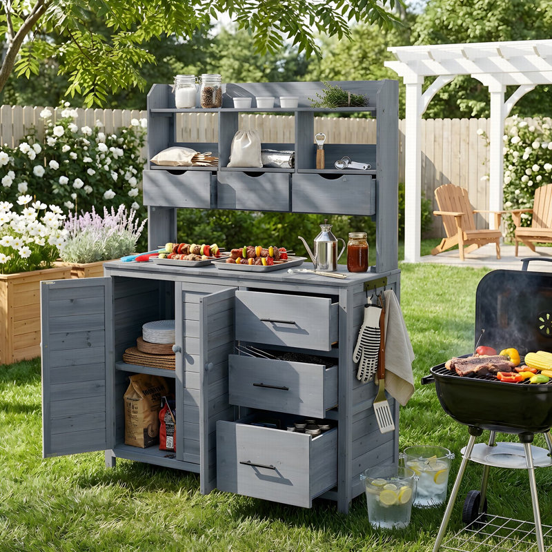 Îlot de cuisine 65 po, Gris