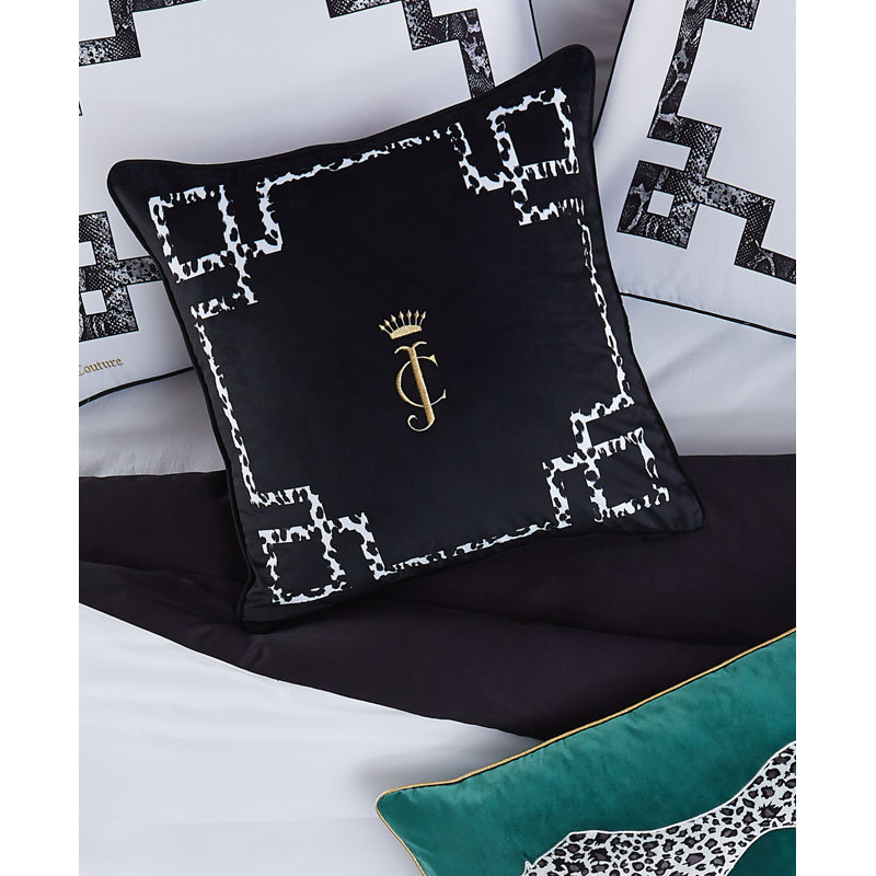 Juicy Couture Velvet Lattice Pillow, Black