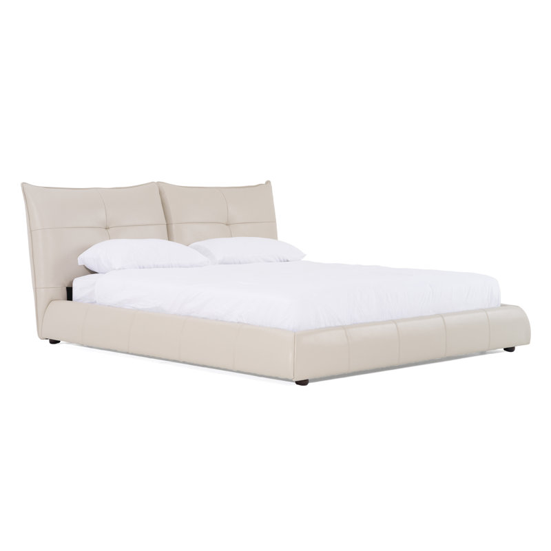 Naimat - Lit en cuir moderne, Grand, Gris clair