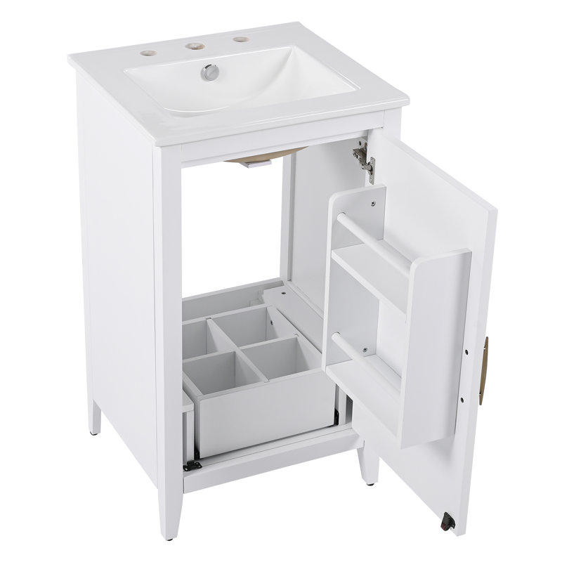 Meuble-lavabo 20,3 po avec lavabo, Blanc
