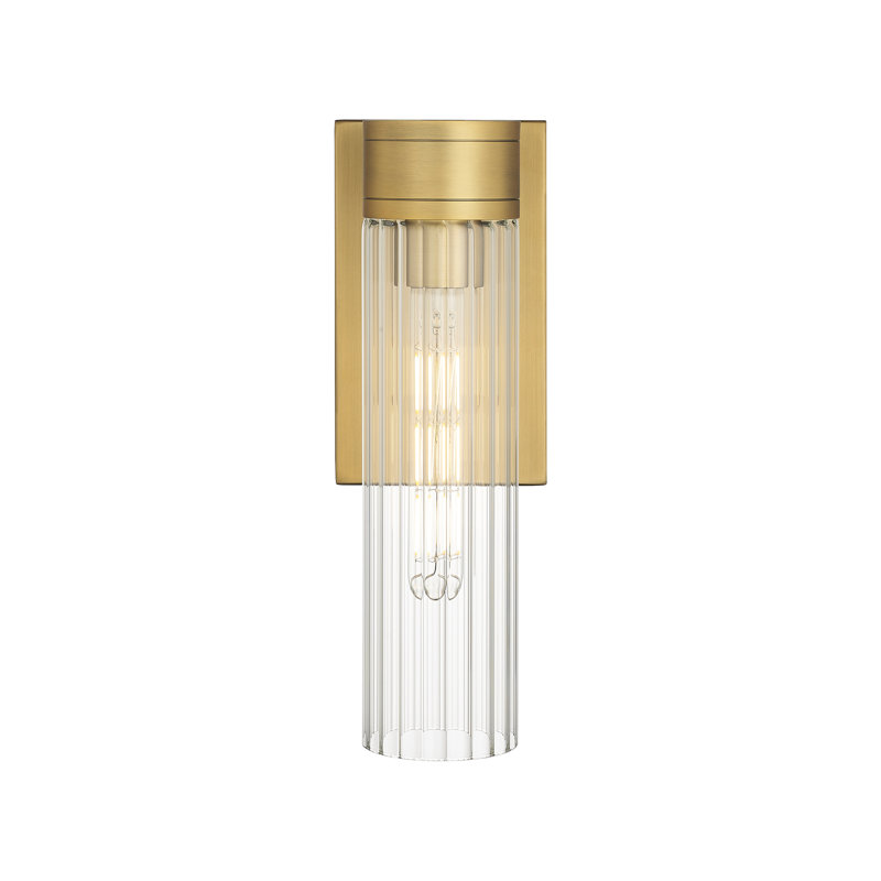 Loreatha Steel Armed Sconce, Brushed Brass, Clear, 12.63" H x 5.5" W x 3.13" D