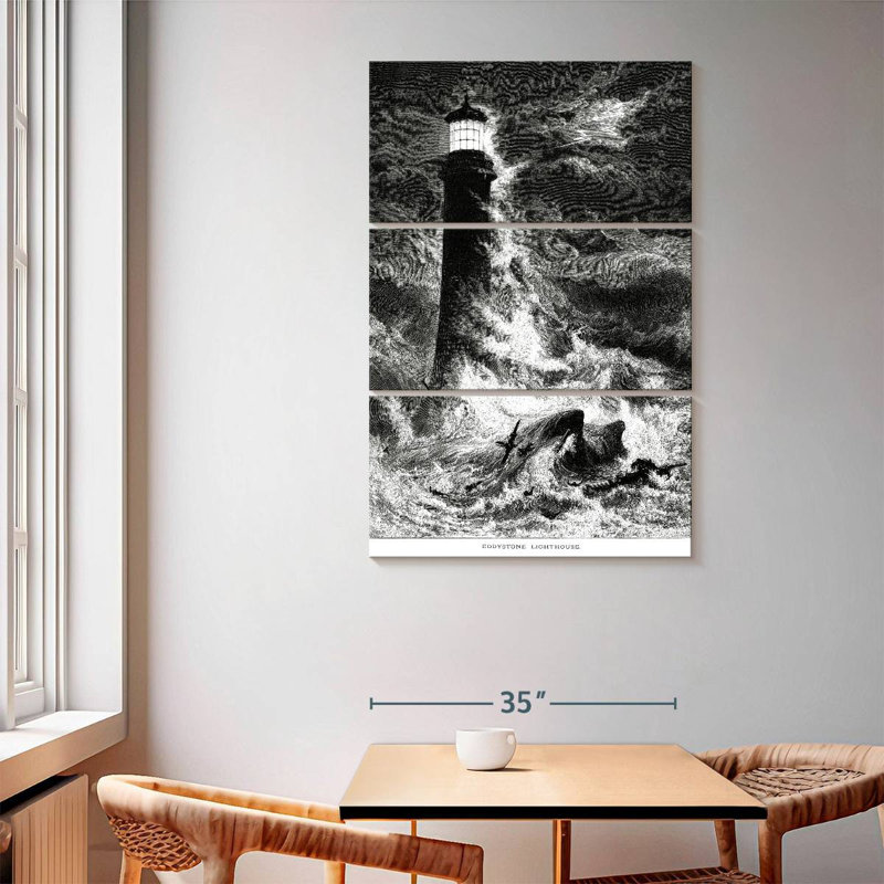 Phare d'Aletra dans la tempête, H 65 po x l 42 po