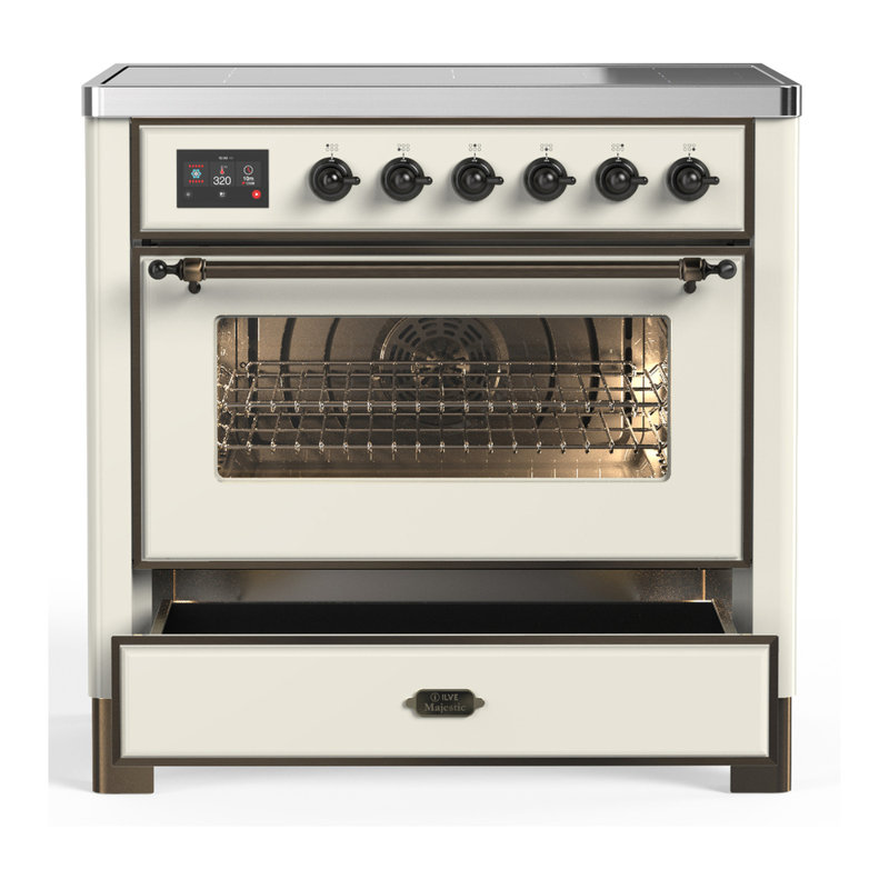 Majestic III Series 36 Inch Induction Range with 6 Induction Elements in Antique White (Burnished Trim), Antique White