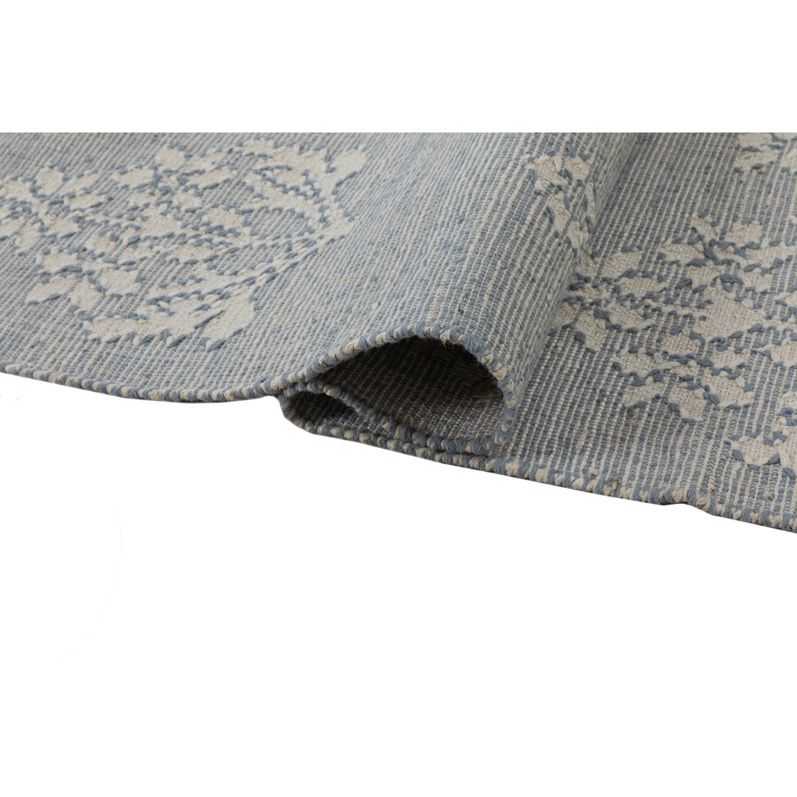 Heidi Flatweave Jute Botanical Scandinavian Rug, Blue, 2'x3'