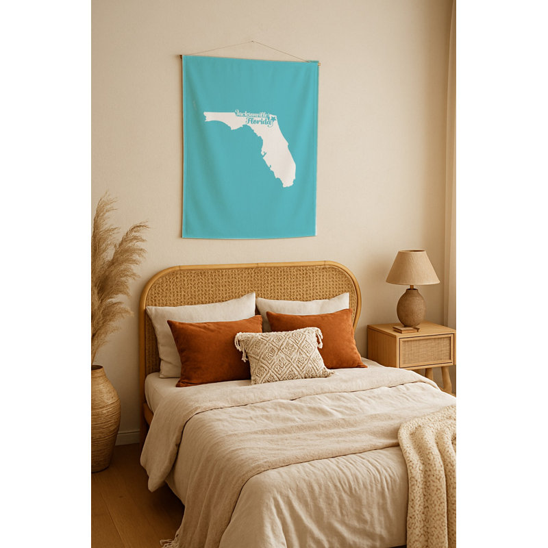 Douce maison Jacksonville — Silhouette de l'État de Floride — Tapisserie murale tissée portrait, H 36 po x l 26 po