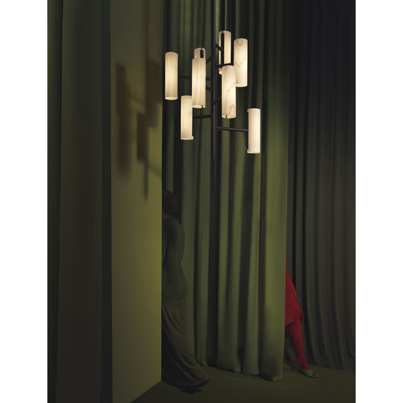 Note 8 - Light LED Chandelier, Ivory White, Matte Black