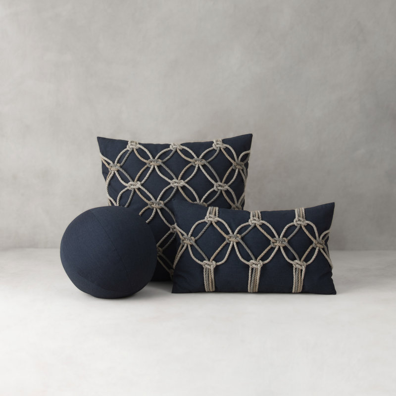 Rope Throw Square Outdoor Pillow Cover & Insert by Elaine Smith, Indigo
