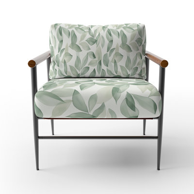 French Country Upholstered Chair - Sage Petal Green Arm Chair