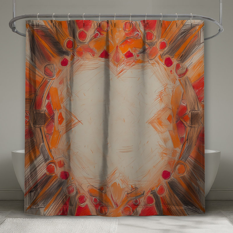 Abstract Circular Shapes Shower Curtains Extra Long, L 70 po x H 84 po