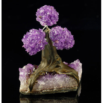 Handcrafted Amethyst Gemstone Tree on Amethyst Base - Crystal Bonsai Design