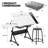 Craft and Drawing Table Workstation with Stool, Drafting Table with Slide-Out Tabletop and Drawers