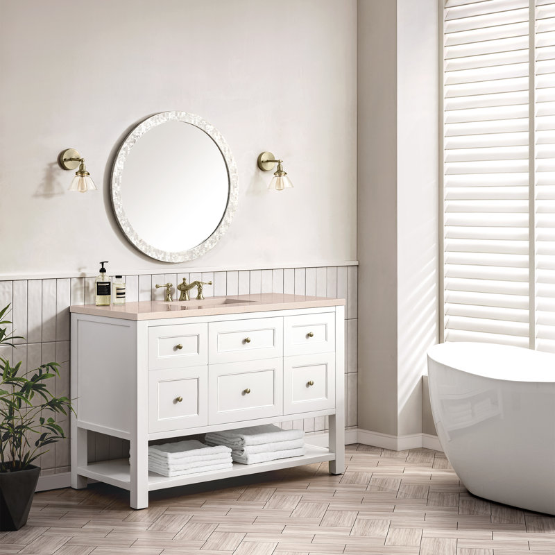 Breckenridge 48'' W Single Vanity, Carrara White, 8" Widespread, Bright White