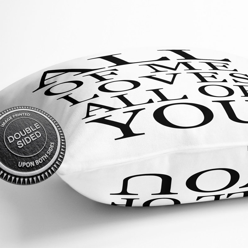 All of Me Love All of You Typography Scatter Cushion, 55cm H x 55cm W x 20cm D