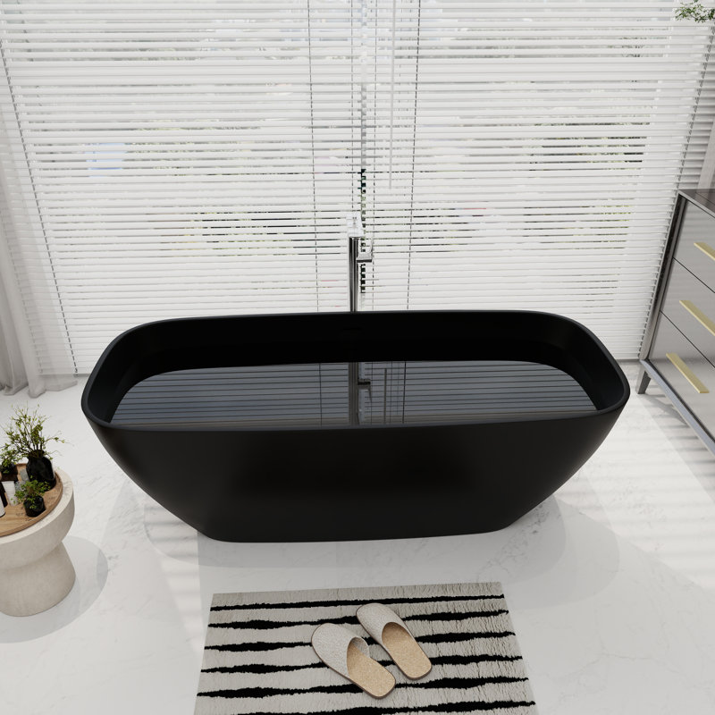 Baignoire de trempage autoportante 67 po. X 30 po. 67 po x 30 po, Noir mat