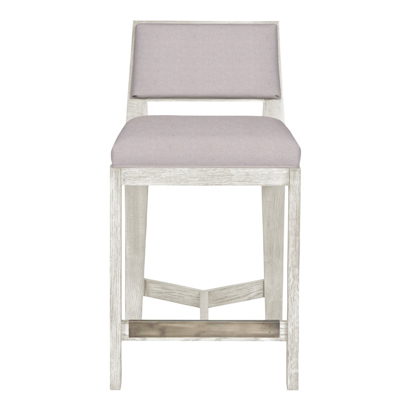 Thom Filicia Solid Wood 32.5" Bar Stool, Nadia Linen, Casa Blanca