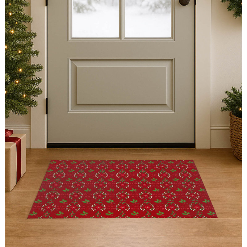 Paillasson Botanical Poinsettia, Rouge, L 18 po x L 30 po