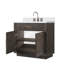 Ensemble de meuble-lavabo simple en chêne noir l 36 po x P 22 po, comptoir en quartz blanc et robinet-1845839562