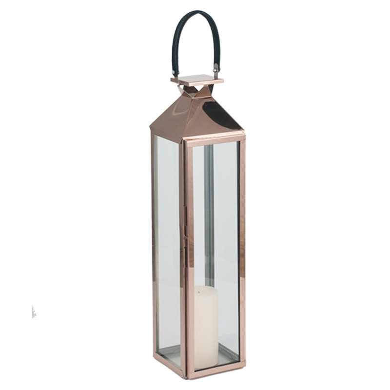 Floor Lantern, Shiny Copper, 93.5cm H x 18.5cm W x 19cm D