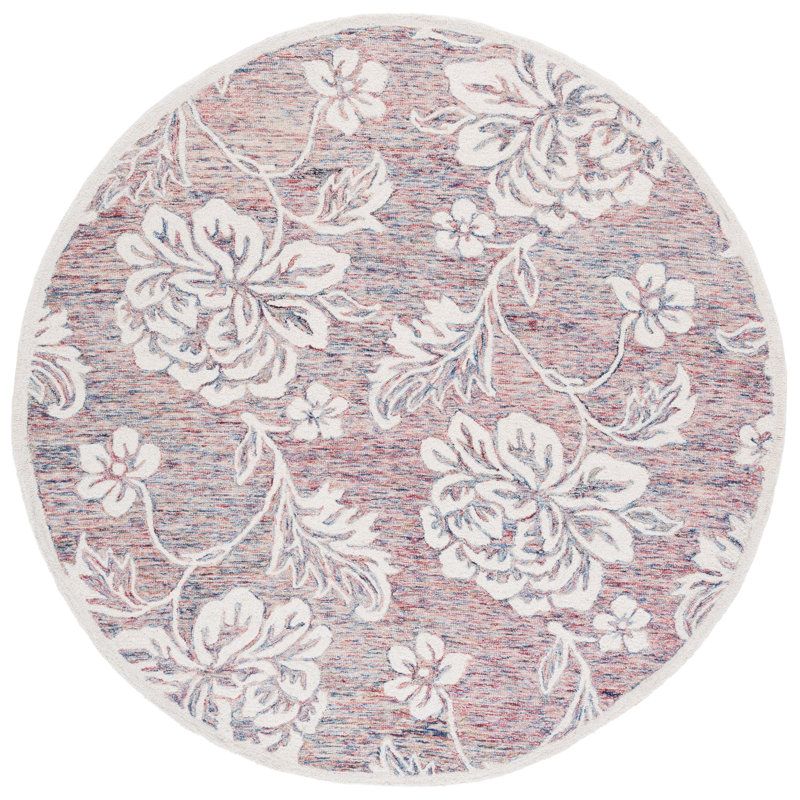 Victorene 757 Hand Tufted Wool/Cotton Floral Indoor Use Only Rug in Gray/Ivory, Round 6'