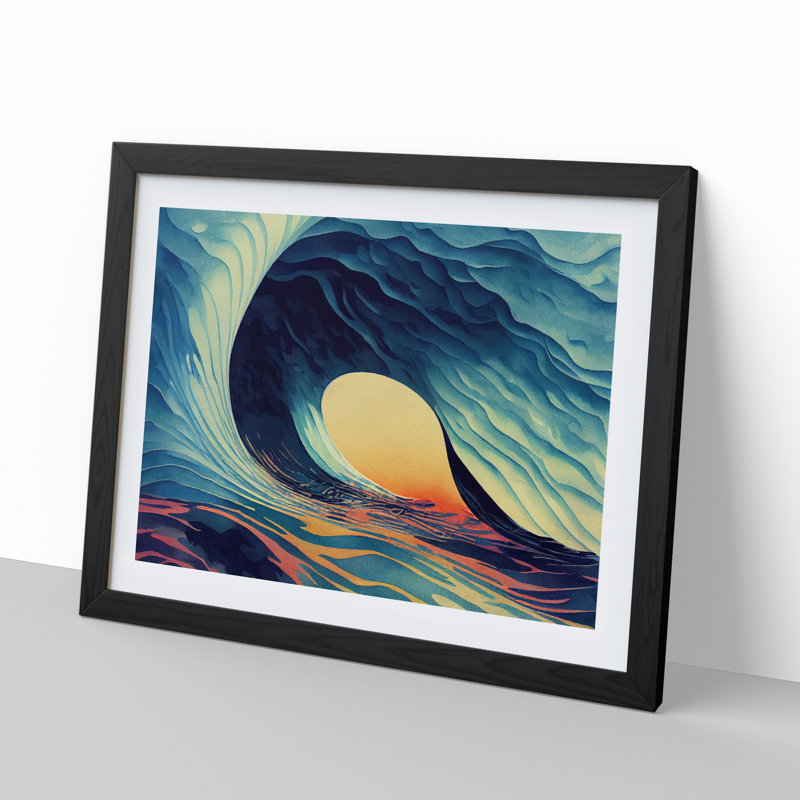 XH1022-8740X Surrealistic Ocean Wave Vol.4 Abstract 1 Piece Single Picture Frame Wall Art, 46cm H x 64cm W x 2cm D, Black
