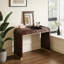 Bureau de coiffeuse 3 en 1 avec miroir rabattable, 2 tiroirs, détails en métal doré et espace de rangement-2096948314