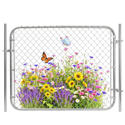 Ensemble de barrière de clôture à maillons réglables avec poteaux, barrière de jardin en acier galvanisé de 48 po de hauteur, 72 po de largeur pour la cour, le jardin et la ferme