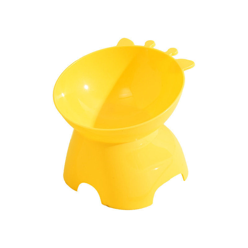 Bol pour chat surélevé en plastique avec motif de girafe, 5,31 x 5,12 x 4,72 pouces, jaune, Jaune