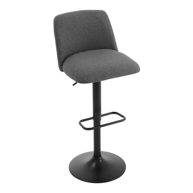 Neshay Swivel Adjustable Height Upholstered Bar Stool, Grey