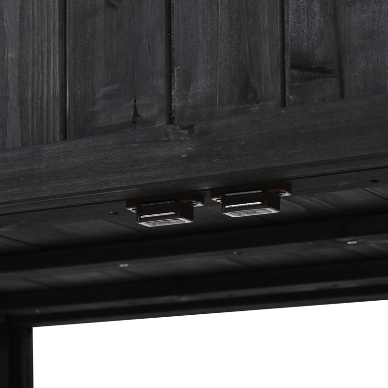 Mini cadre froid en bois avec roulettes et lit surélevé pour terrasse 35,4 "x 17,7" x 37,4 "Patio, Noir