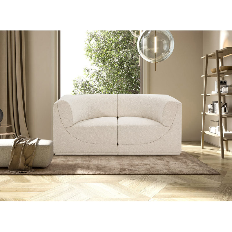 Canapé rembourré 68 "Ollie, Tissu crème bouclé
