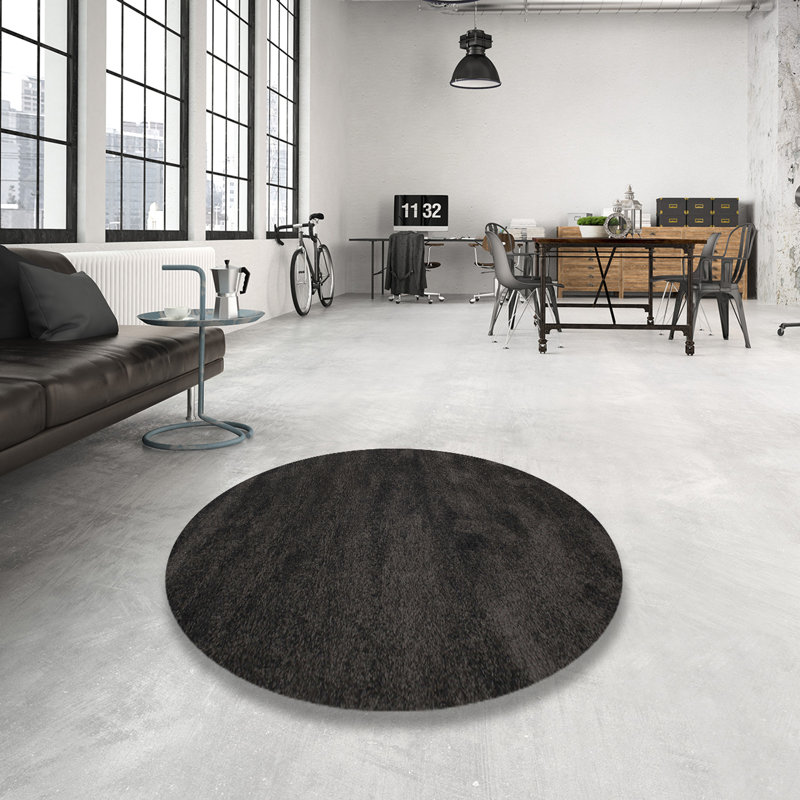 Tapis noir Alandra, Rond 5 pi