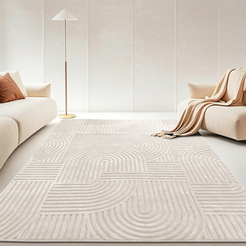 Tapis oriental lavable à la machine antidérapant beige, Rectangle 6 pi x 9 pi, Beige