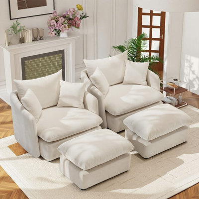 Très grand fauteuil d'appoint 43,5 "pivotant sur 360 ° en chenille 43,5" (ensemble de 2)