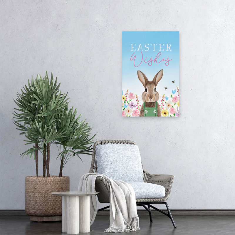 Pâques, lapin de Pâques - Art contemporain de Pâques, voeux de Pâques, H 16 po x l 24 po