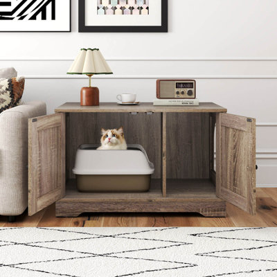 Meuble de rangement pour litière pour chat avec portes doubles
