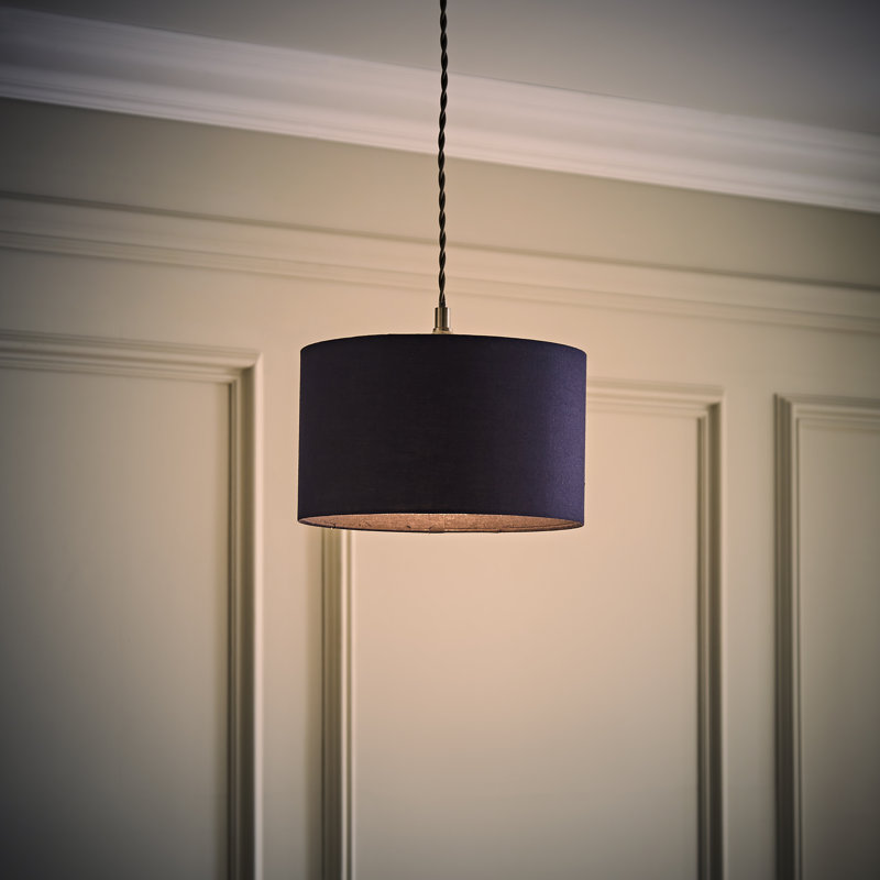 27.5cm H Cotton Drum Pendant Shade ( Screw On ), Blue, 15cm H x 25cm W x 25cm D
