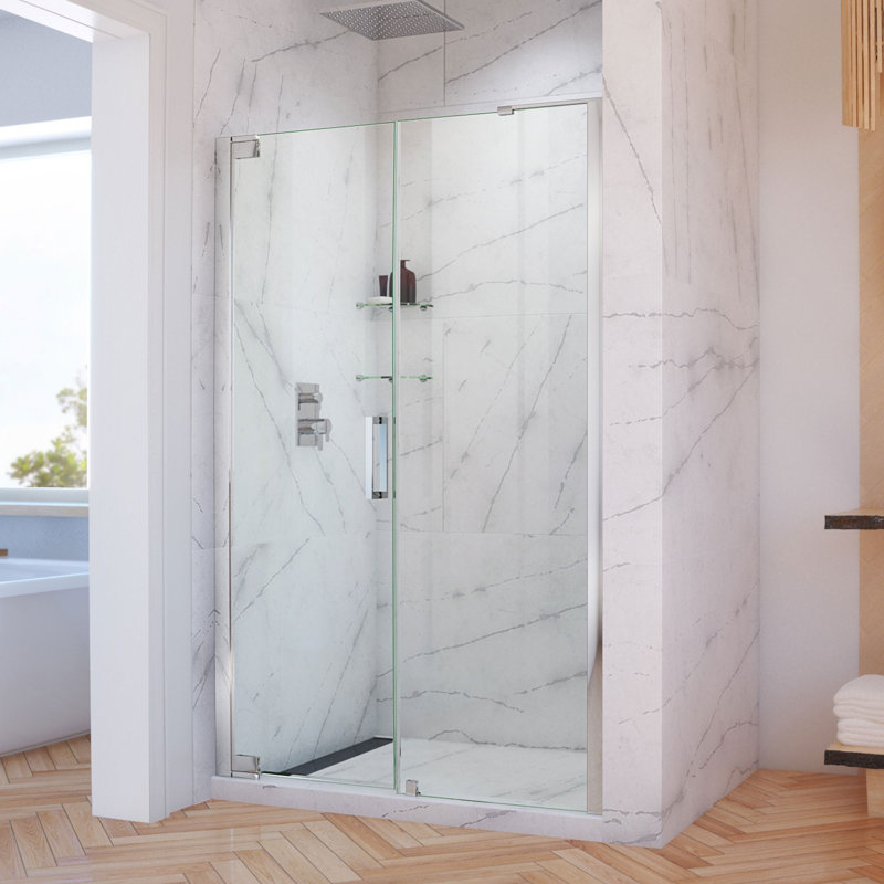 DreamLine Elegance-LS 50 3/4 - 52 3/4 inch W x 72 inch H Frameless Pivot Shower Door in Chrome, Chrome, 52.75"