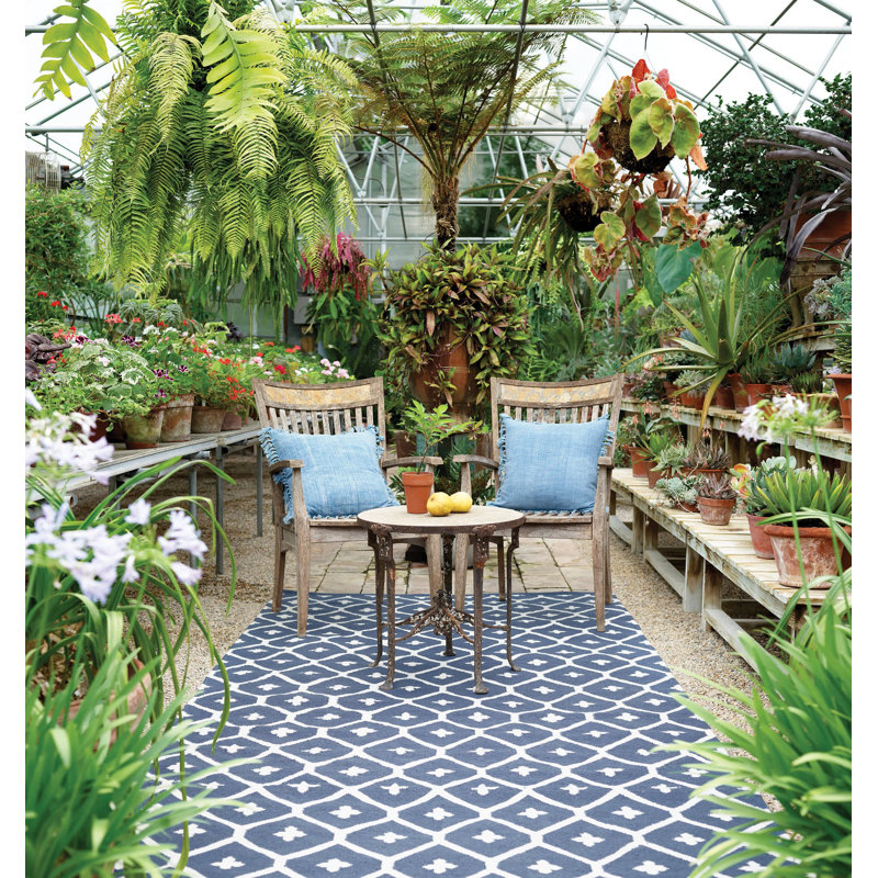 Elizabeth Navy Handwoven Indoor/Outdoor Rug, Rectangle 7'6" x 9'6"